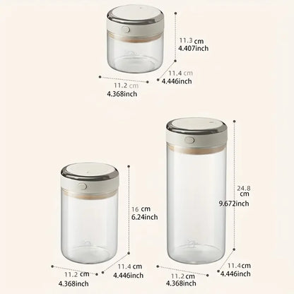 500/1100/1700 Coffee Beans Vacuum Sealed Tank Glass Food Storage Jars with CO2 Valve Household Moisture-proof Airtight Container - ZOOMNSTORE
