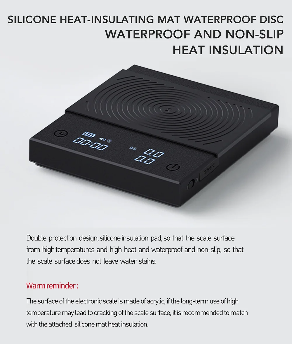 Coffee Scale Digital - Timemore Black Mirror Basic 2 Pour Over Timer Tare Function - ZOOMNSTORE