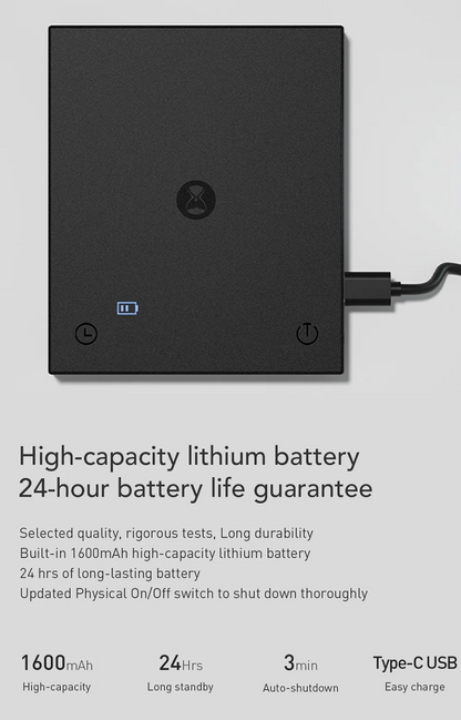 Coffee Scale Digital - Timemore Black Mirror Basic 2 Pour Over Timer Tare Function - ZOOMNSTORE