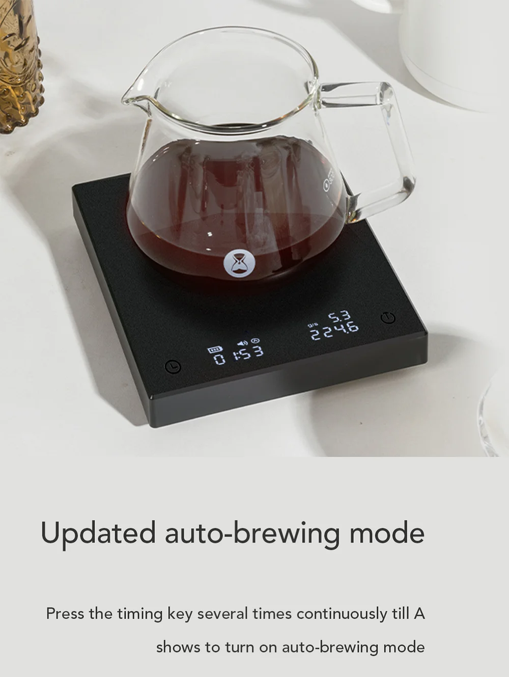Coffee Scale Digital - Timemore Black Mirror Basic 2 Pour Over Timer Tare Function - ZOOMNSTORE