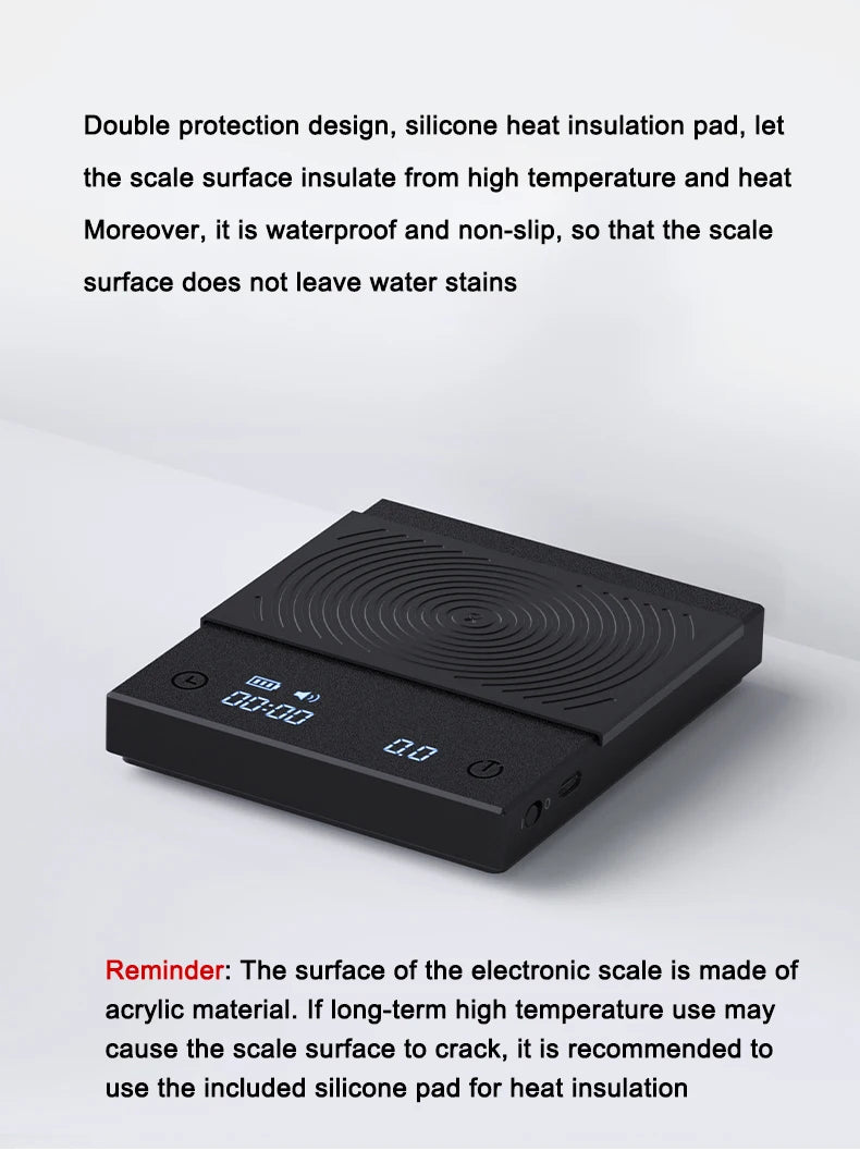 Coffee Scale Digital - Timemore Black Mirror Basic 2 Pour Over Timer Tare Function - ZOOMNSTORE