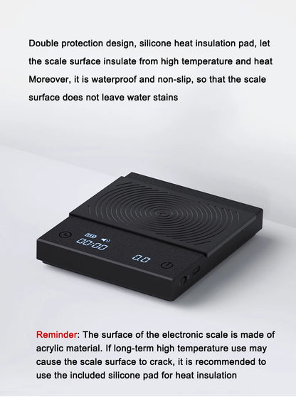 Coffee Scale Digital - Timemore Black Mirror Basic 2 Pour Over Timer Tare Function - ZOOMNSTORE