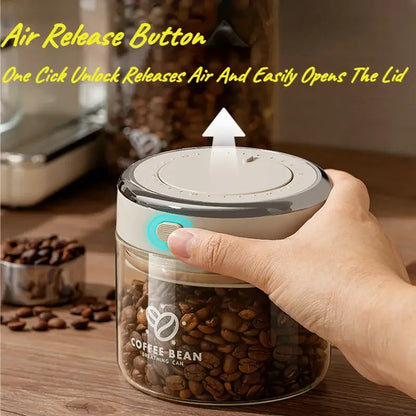 500/1100/1700 Coffee Beans Vacuum Sealed Tank Glass Food Storage Jars with CO2 Valve Household Moisture-proof Airtight Container - ZOOMNSTORE