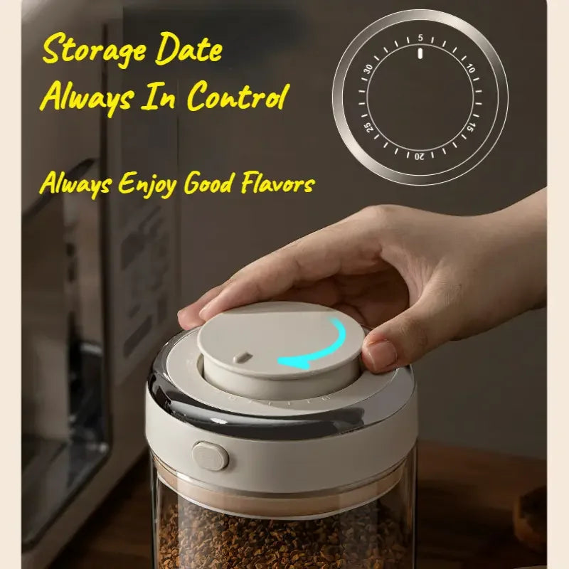 500/1100/1700 Coffee Beans Vacuum Sealed Tank Glass Food Storage Jars with CO2 Valve Household Moisture-proof Airtight Container - ZOOMNSTORE