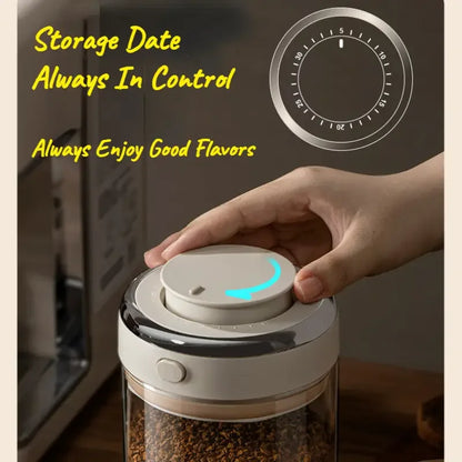 500/1100/1700 Coffee Beans Vacuum Sealed Tank Glass Food Storage Jars with CO2 Valve Household Moisture-proof Airtight Container - ZOOMNSTORE