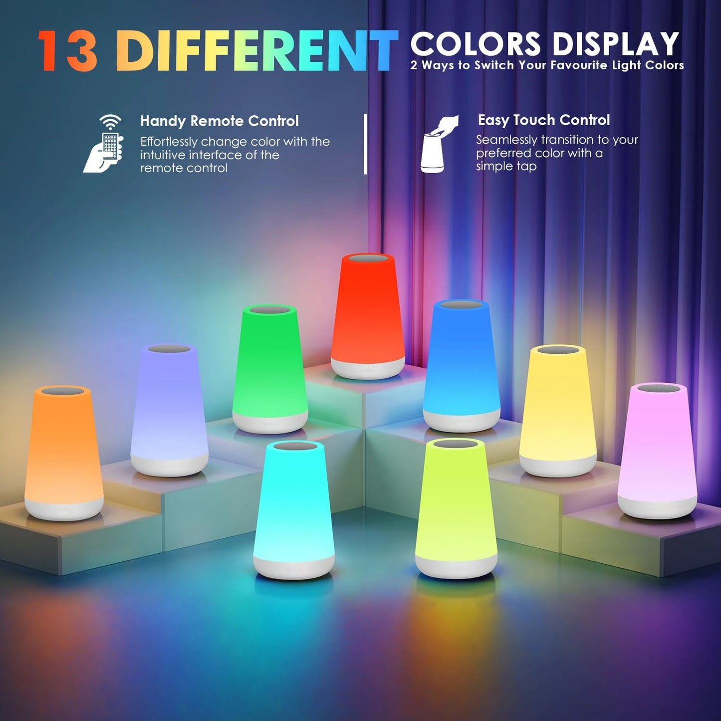 RGB Color Changing Touch Lamp - Dimmable Portable USB Rechargeable Night Light - ZOOMNSTORE