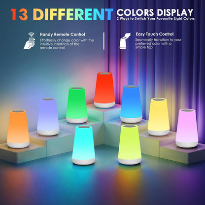 RGB Color Changing Touch Lamp - Dimmable Portable USB Rechargeable Night Light - ZOOMNSTORE
