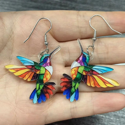 Colorful Bird Earrings – Retro Acrylic Hoop Earrings | 2024 Spring Festival Jewelry - ZOOMNSTORE