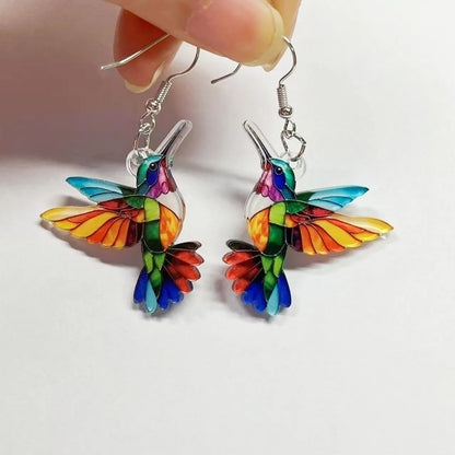 Colorful Bird Earrings – Retro Acrylic Hoop Earrings | 2024 Spring Festival Jewelry - ZOOMNSTORE