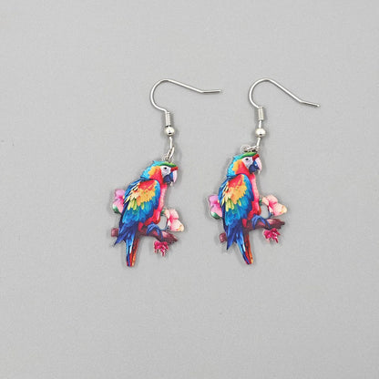 Colorful Bird Earrings – Retro Acrylic Hoop Earrings | 2024 Spring Festival Jewelry - ZOOMNSTORE