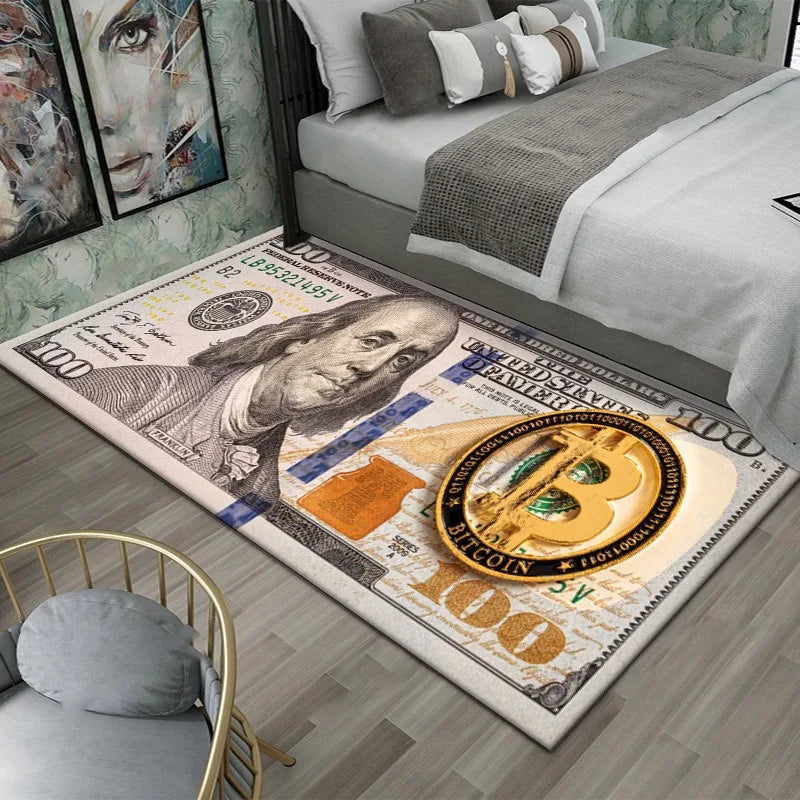 Colorful Carpet Mat - Large Dollar Print Non Slip Rug for Bedroom & Living Room - ZOOMNSTORE