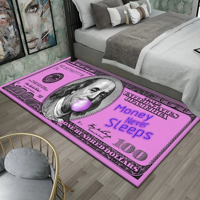 Colorful Carpet Mat - Large Dollar Print Non Slip Rug for Bedroom & Living Room - ZOOMNSTORE