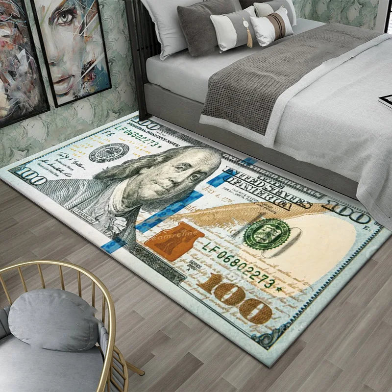 Colorful Carpet Mat - Large Dollar Print Non Slip Rug for Bedroom & Living Room - ZOOMNSTORE
