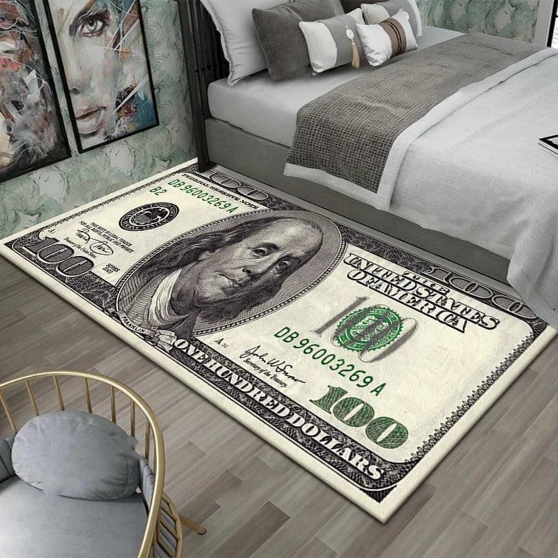 Colorful Carpet Mat - Large Dollar Print Non Slip Rug for Bedroom & Living Room - ZOOMNSTORE
