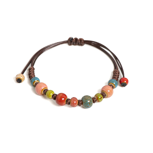 Colorful Handmade Ceramic Bracelet - Adjustable Vintage Jewelry for Men and Women - ZOOMNSTORE