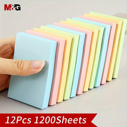 Colorful Sticky Notes - 12 Pcs Portable Memo Pads 1200 Sheets for Office  School - ZOOMNSTORE