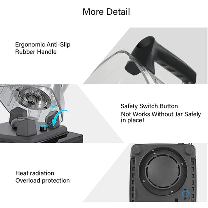 Heavy Duty Commercial Blender - 2200W Timer Mixer Juicer with 2L BPA Free Jar for Smoothies and Food Processing - ZOOMNSTORE