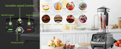 Heavy Duty Commercial Blender - 2200W Timer Mixer Juicer with 2L BPA Free Jar for Smoothies and Food Processing - ZOOMNSTORE