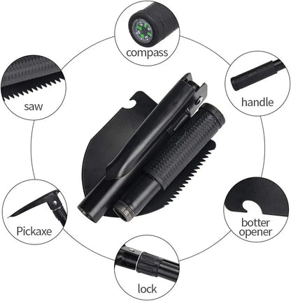 Compact Folding Camping Shovel - Mini Pickaxe with Pouch for Gardening Hunting and Emergencies - ZOOMNSTORE