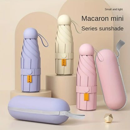 Compact Travel Mini Umbrella Uv Protection Capsule Umbrella 5 Fold Ultra Lightweight Sunshade Umbrellas Protable Manual - ZOOMNSTORE