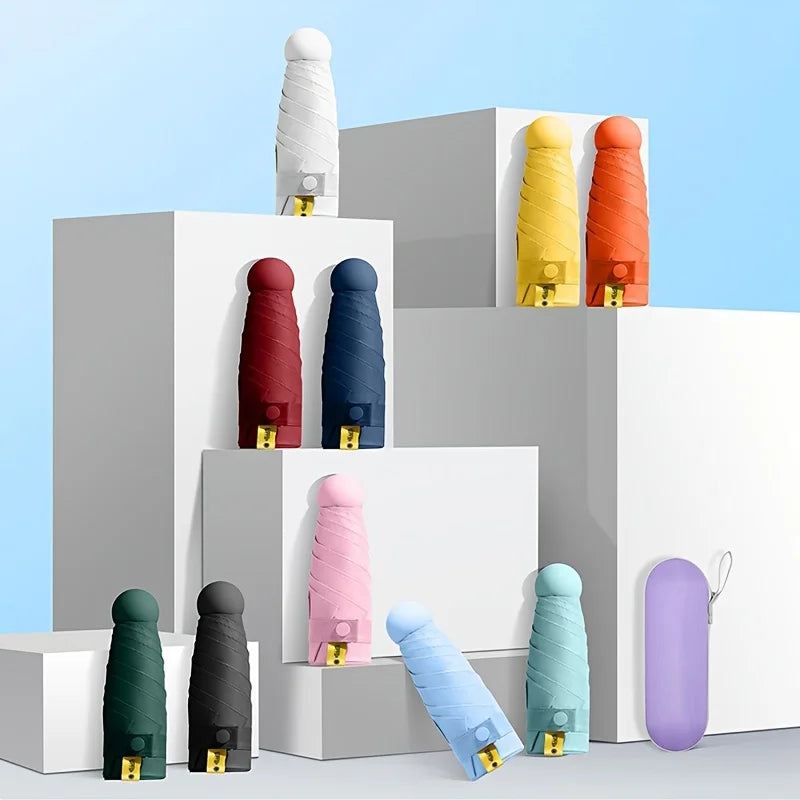Compact Travel Mini Umbrella Uv Protection Capsule Umbrella 5 Fold Ultra Lightweight Sunshade Umbrellas Protable Manual - ZOOMNSTORE