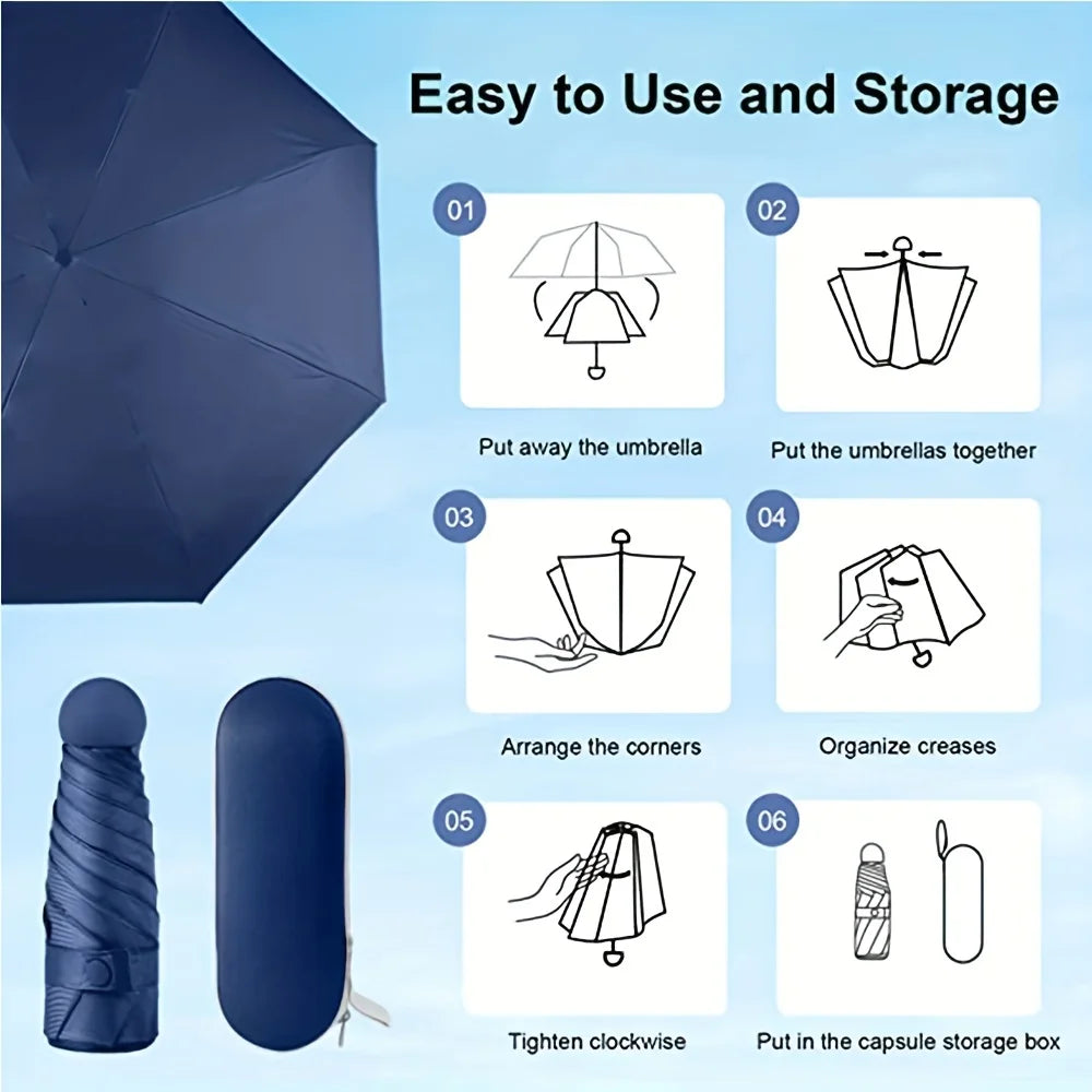 Compact Travel Mini Umbrella Uv Protection Capsule Umbrella 5 Fold Ultra Lightweight Sunshade Umbrellas Protable Manual - ZOOMNSTORE