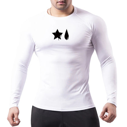 Compression Shirt Men - Spider Print Long Sleeve Gym Tee with Muscle Support - ZOOMNSTORE