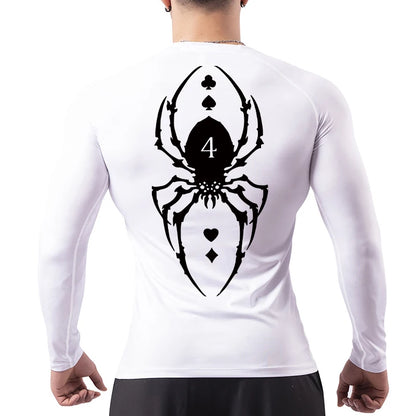 Compression Shirt Men - Spider Print Long Sleeve Gym Tee with Muscle Support - ZOOMNSTORE