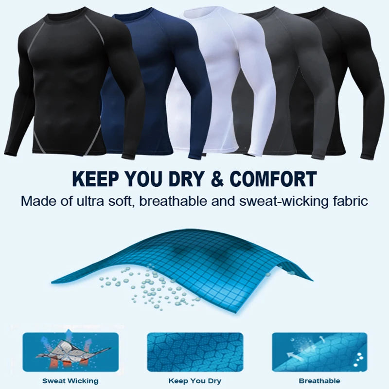 Compression Shirt Men - Spider Print Long Sleeve Gym Tee with Muscle Support - ZOOMNSTORE