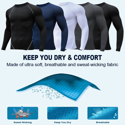 Compression Shirt Men - Spider Print Long Sleeve Gym Tee with Muscle Support - ZOOMNSTORE