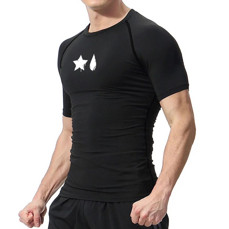 Compression Shirt Men - Spider Print Long Sleeve Gym Tee with Muscle Support - ZOOMNSTORE
