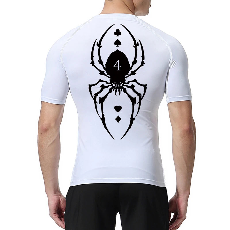 Compression Shirt Men - Spider Print Long Sleeve Gym Tee with Muscle Support - ZOOMNSTORE