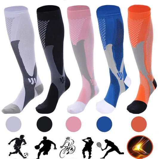 Compression Socks For Running & Sport - 20-30 mmHg Knee High Black Anti Fatigue - ZOOMNSTORE