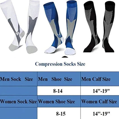 Compression Socks For Running & Sport - 20-30 mmHg Knee High Black Anti Fatigue - ZOOMNSTORE