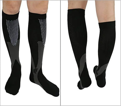 Compression Socks For Running & Sport - 20-30 mmHg Knee High Black Anti Fatigue - ZOOMNSTORE