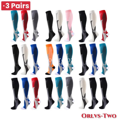 Compression Sports Socks - 3 Pairs Anti Slip Knee High Socks for Football & Basketball - ZOOMNSTORE