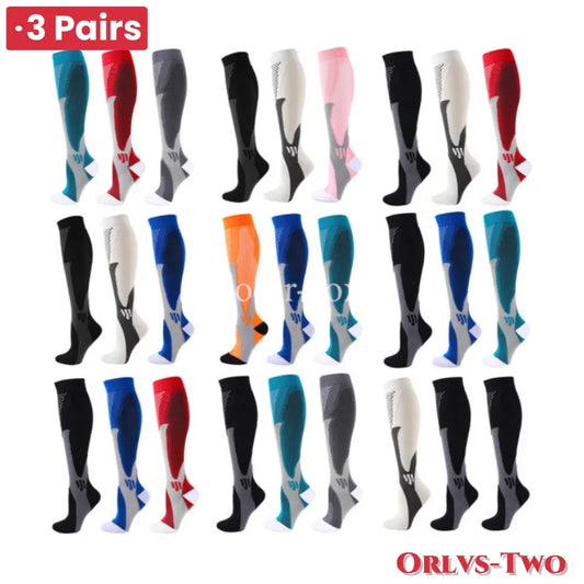 Compression Sports Socks - 3 Pairs Anti Slip Knee High Socks for Football & Basketball - ZOOMNSTORE