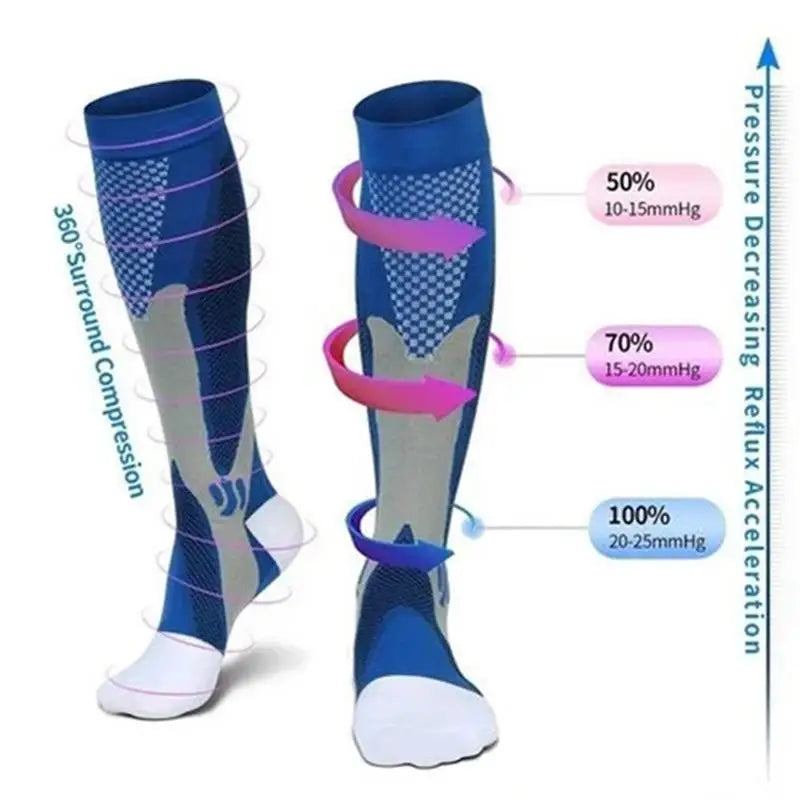 Compression Sports Socks - 3 Pairs Anti Slip Knee High Socks for Football & Basketball - ZOOMNSTORE