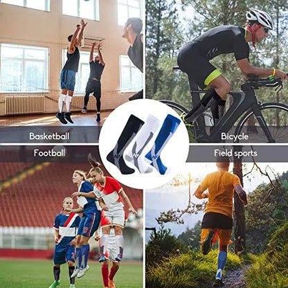Compression Sports Socks - 3 Pairs Anti Slip Knee High Socks for Football & Basketball - ZOOMNSTORE