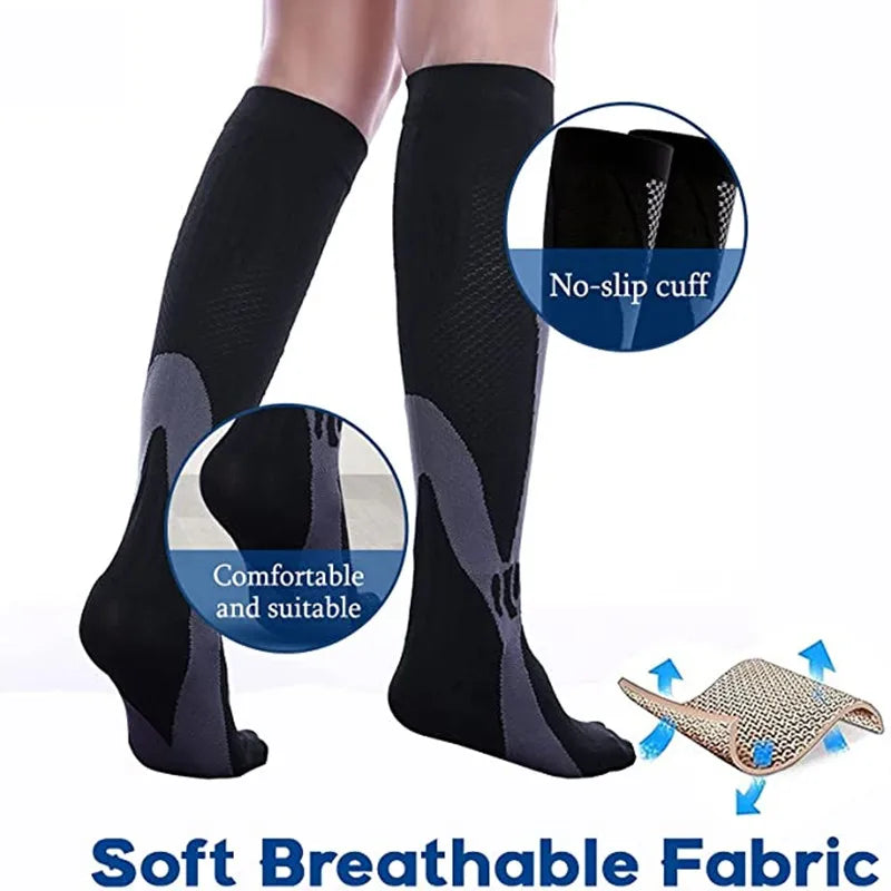 Compression Sports Socks - 3 Pairs Anti Slip Knee High Socks for Football & Basketball - ZOOMNSTORE