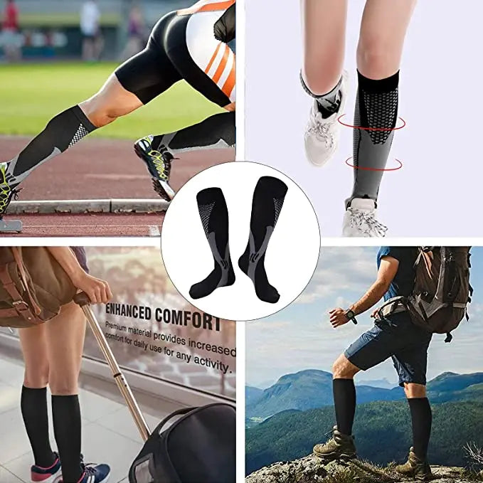 Compression Sports Socks - 3 Pairs Anti Slip Knee High Socks for Football & Basketball - ZOOMNSTORE