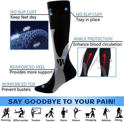 Compression Sports Socks - 3 Pairs Anti Slip Knee High Socks for Football & Basketball - ZOOMNSTORE