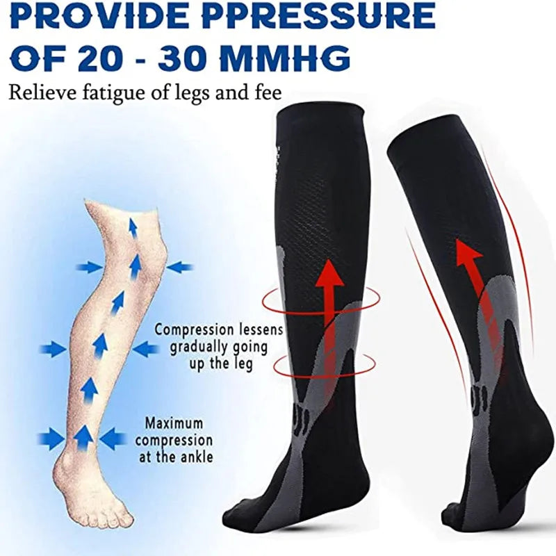 Compression Sports Socks - 3 Pairs Anti Slip Knee High Socks for Football & Basketball - ZOOMNSTORE