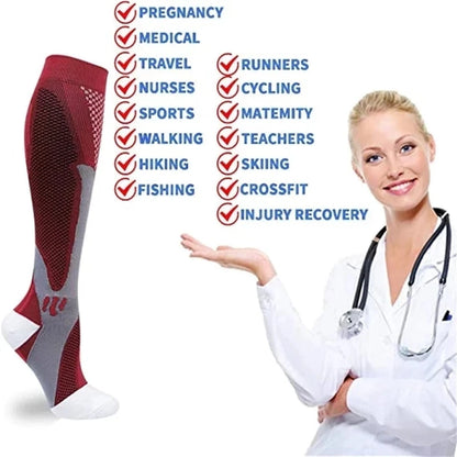 Compression Sports Socks - 3 Pairs Anti Slip Knee High Socks for Football & Basketball - ZOOMNSTORE
