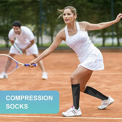 Compression Sports Socks - 3 Pairs Anti Slip Knee High Socks for Football & Basketball - ZOOMNSTORE