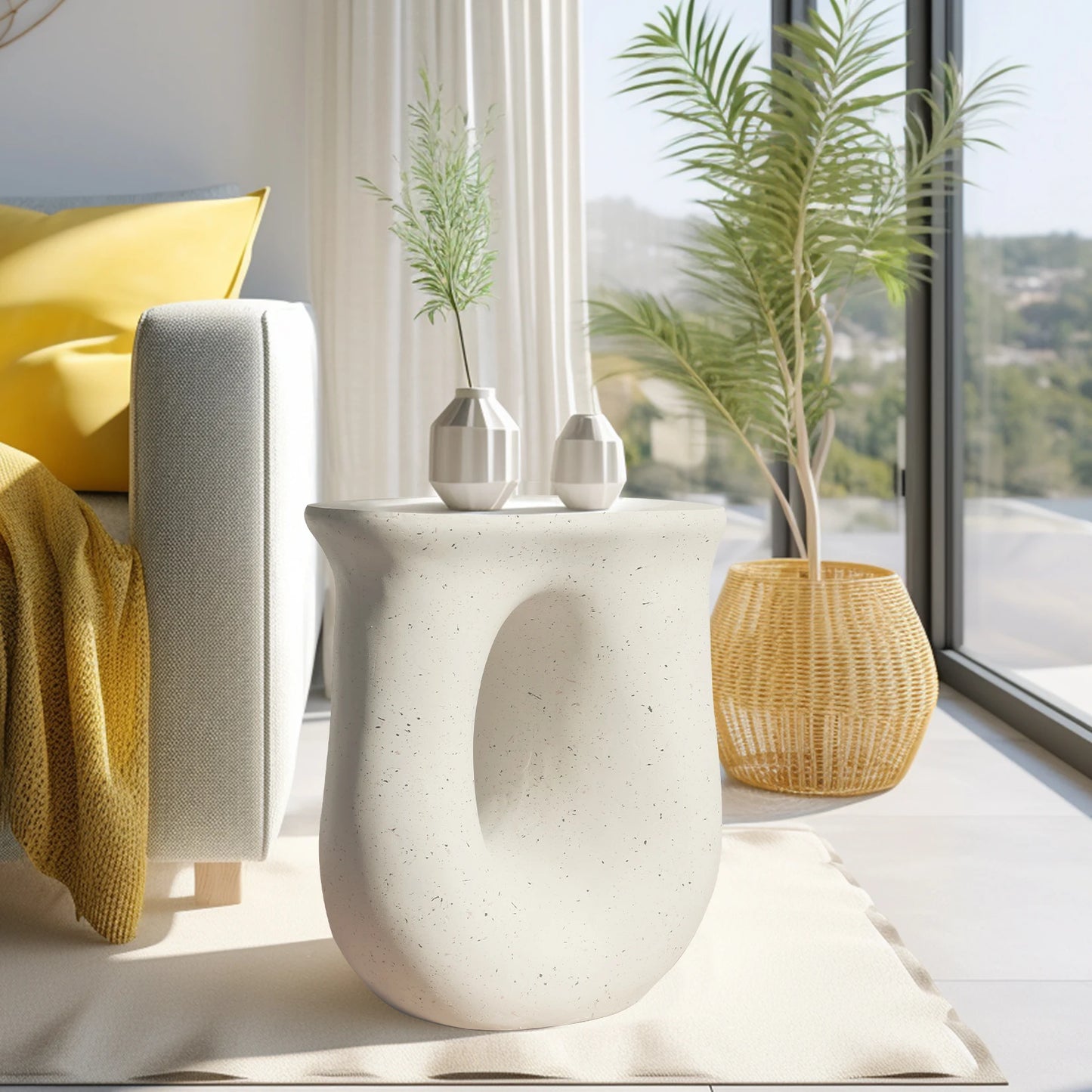 177 Pedestal Table Stand - Handcast Polyresin Cabin Decor EndSidePlant Table - ZOOMNSTORE