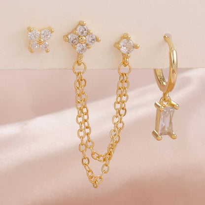 Constellation Birthstone Earrings – 3PCS Stainless Steel Hoop Set With Cubic Zirconia - ZOOMNSTORE