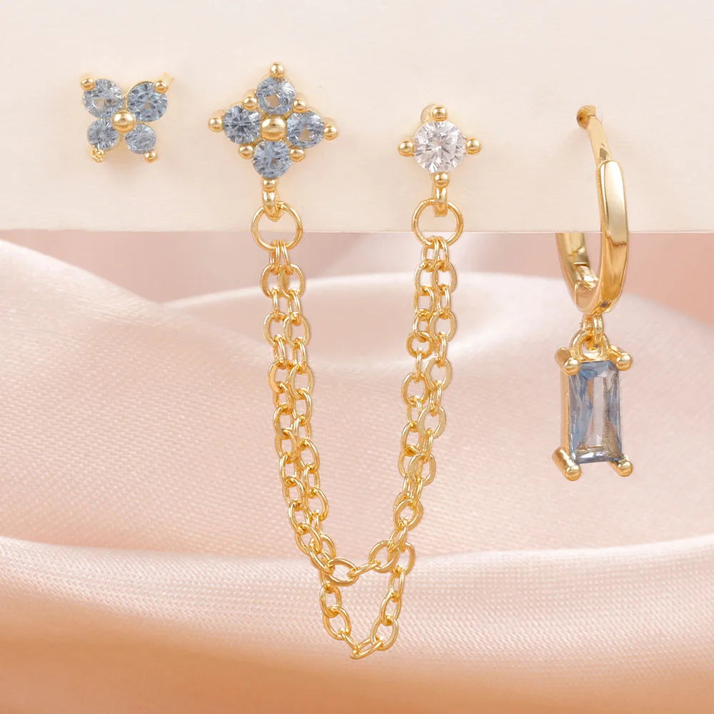 Constellation Birthstone Earrings – 3PCS Stainless Steel Hoop Set With Cubic Zirconia - ZOOMNSTORE