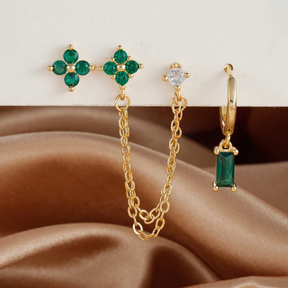 Constellation Birthstone Earrings – 3PCS Stainless Steel Hoop Set With Cubic Zirconia - ZOOMNSTORE