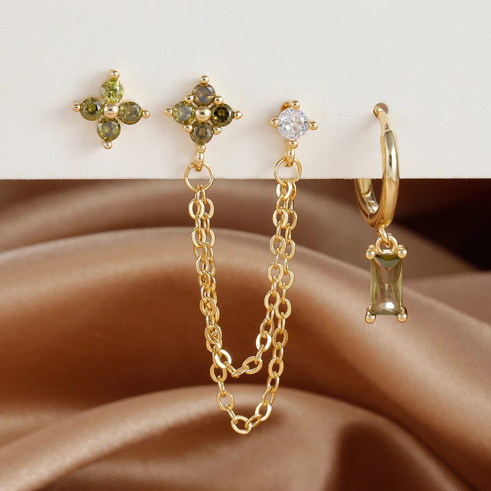 Constellation Birthstone Earrings – 3PCS Stainless Steel Hoop Set With Cubic Zirconia - ZOOMNSTORE